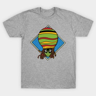 Alien Plays Rasta Reggae Music In Space T-Shirt